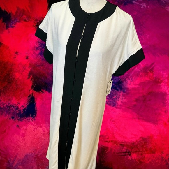 NWT Equipment Femme ‘Claudine’ Button-Up Dress in Ivory / Black Size Small - Picture 14 of 16